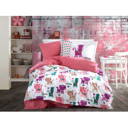 Подростковое постельное белье Poplin Miouu розовое Hobby