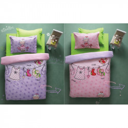 Подростковое постельное белье стеганое Ранфорс Molly лилово-розовое Karaca Home