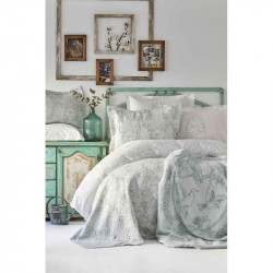 Набор постельное белье с покрывалом + плед Onofre su yesil Karaca Home