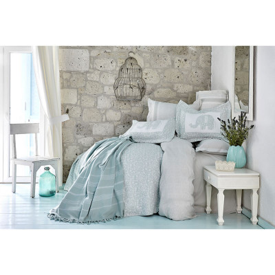 Набор постельное белье с покрывалом + пике Zilonis su yesil зеленый Karaca Home