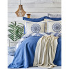 Набор постельное белье с покрывалом + плед Levni mavi синий Karaca Home