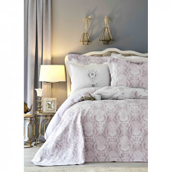 Набор постельное белье с покрывалом Quatre delux murdum фиолетовый Karaca Home