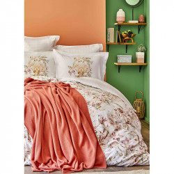 Набор постельное белье с пледом Elsira blush персиковый Karaca Home