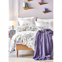 Набор постельное белье с пледом Elsira lila лиловый Karaca Home