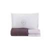 Набор постельное белье с пледом Quatre delux murdum фиолетовый Karaca Home