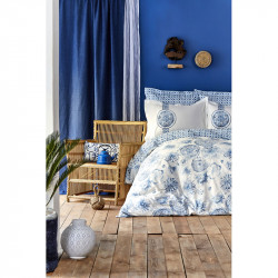 Постельное белье Felinda mavi голубое пике Karaca Home