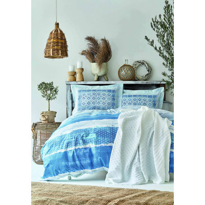 Набор постельное белье с покрывалом пике Mylos beyaz белый пике Karaca Home