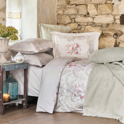 Набор постельное белье с покрывалом + плед Petra pembe розовый Karaca Home