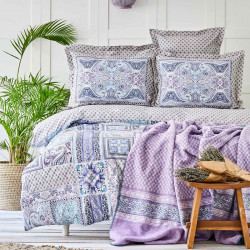 Набор постельное белье с пледом Adonita violet филетовый Karaca Home