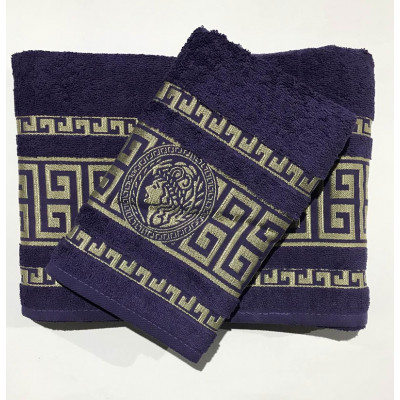 Набор махровых полотенец Версаче фиолетовый Gold Soft Life