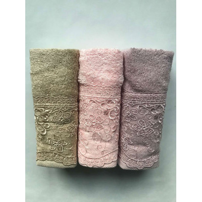 Набор махровых полотенец Organic Bamboo Istanbul бежевый-розовый-лиловый Sikel