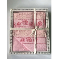 Набор махровых полотенец кружево Bella розовый Sikel