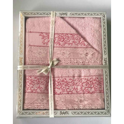 Набор махровых полотенец кружево Verona розовый Sikel