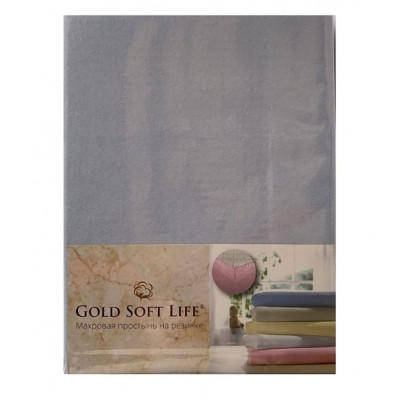 Простынь трикотажная на резинке Terry Fitted Sheet голубой Gold Soft Life