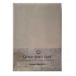 Простынь трикотажная на резинке Terry Fitted Sheet кремовый Gold Soft Life