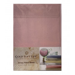 Простынь трикотажная на резинке Terry Fitted Sheet розовый Gold Soft Life