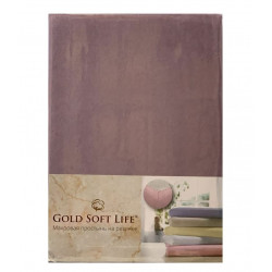 Простынь трикотажная на резинке Terry Fitted Sheet фиолетовый Gold Soft Life